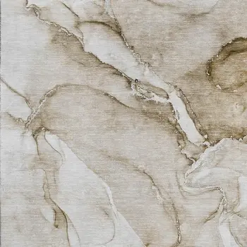 8' X 10' Brown And Ivory Abstract Washable Area Rug With UV Protection