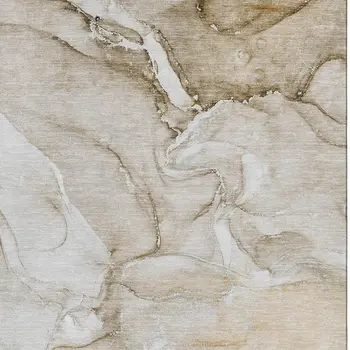 10' X 14' Brown And Ivory Abstract Washable Area Rug With UV Protection