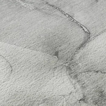 3' X 5' Gray And Ivory Abstract Washable Area Rug With UV Protection