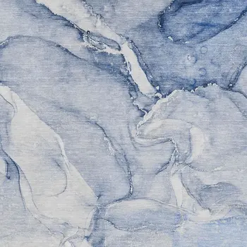 3' X 5' Navy Blue And Ivory Abstract Washable Area Rug With UV Protection