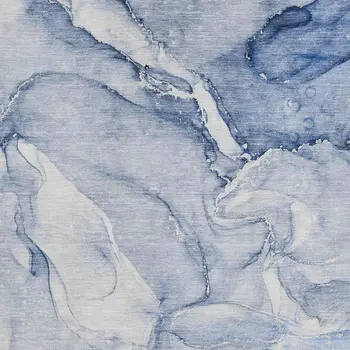 5' X 8' Navy Blue And Ivory Abstract Washable Area Rug With UV Protection
