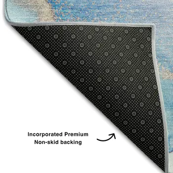 5' X 8' Purple Blue And Ivory Abstract Washable Area Rug With UV Protection
