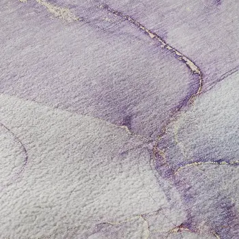 5' X 8' Purple Blue And Ivory Abstract Washable Area Rug With UV Protection