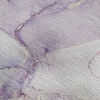 8' X 10' Purple Blue And Ivory Abstract Washable Area Rug With UV Protection