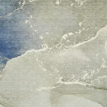 9' X 12' Blue Gray And Ivory Abstract Washable Area Rug With UV Protection