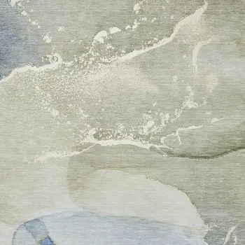 10' X 14' Blue Gray And Ivory Abstract Washable Area Rug With UV Protection