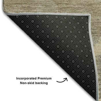 5' X 8' Brown Gray And Ivory Abstract Washable Area Rug With UV Protection