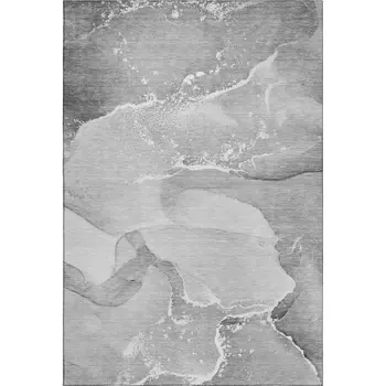 10' X 14' Gray And Ivory Abstract Washable Area Rug With UV Protection