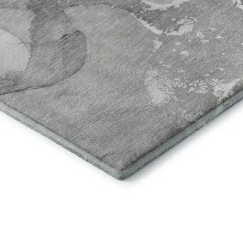 10' X 14' Gray And Ivory Abstract Washable Area Rug With UV Protection