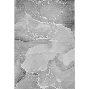 10' X 14' Gray And Ivory Abstract Washable Area Rug With UV Protection