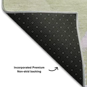 3' X 5' Purple Green And Ivory Abstract Washable Area Rug With UV Protection