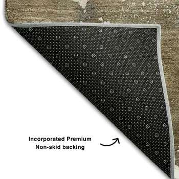 5' X 8' Brown Ivory And Gray Abstract Washable Area Rug With UV Protection