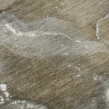 9' X 12' Brown Ivory And Gray Abstract Washable Area Rug With UV Protection