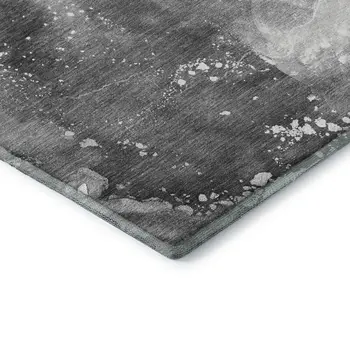 5' X 8' Gray And Ivory Abstract Washable Area Rug With UV Protection