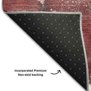 5' X 8' Merlot And Ivory Abstract Washable Area Rug With UV Protection