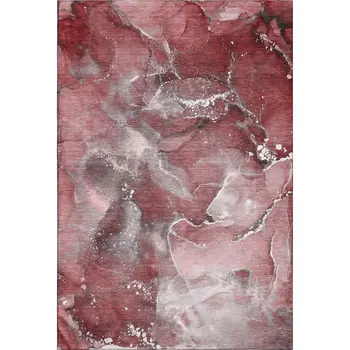9' X 12' Merlot And Ivory Abstract Washable Area Rug With UV Protection