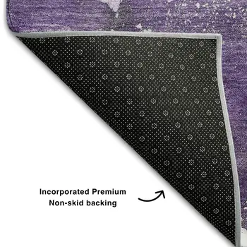 8' X 10' Purple And Ivory Abstract Washable Area Rug With UV Protection