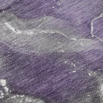 8' X 10' Purple And Ivory Abstract Washable Area Rug With UV Protection