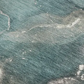 5' X 8' Teal And Ivory Abstract Washable Area Rug With UV Protection
