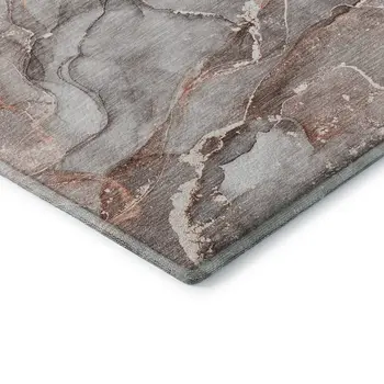 8' X 10' Gray And Ivory Abstract Washable Area Rug With UV Protection