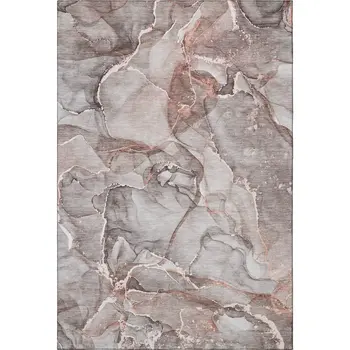 8' X 10' Gray And Ivory Abstract Washable Area Rug With UV Protection