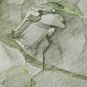 5' X 8' Green And Ivory Abstract Washable Area Rug With UV Protection