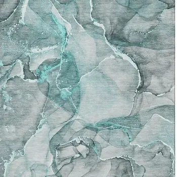 10' X 14' Teal And Ivory Abstract Washable Area Rug With UV Protection