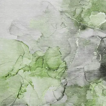5' X 8' Green Gray And Ivory Abstract Washable Area Rug With UV Protection