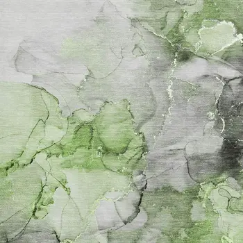 9' X 12' Green Gray And Ivory Abstract Washable Area Rug With UV Protection