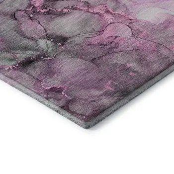 3' X 5' Pink Gray And Ivory Abstract Washable Area Rug With UV Protection