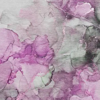 8' X 10' Pink Gray And Ivory Abstract Washable Area Rug With UV Protection