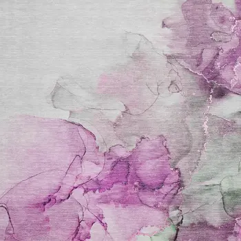10' X 14' Pink Gray And Ivory Abstract Washable Area Rug With UV Protection