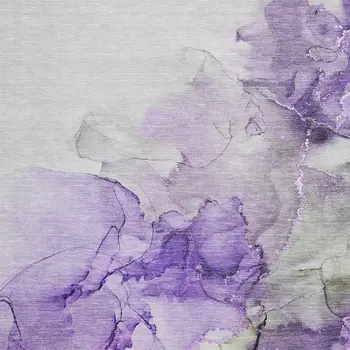 5' X 8' Purple Gray And Ivory Abstract Washable Area Rug With UV Protection