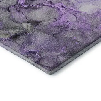 10' X 14' Purple Gray And Ivory Abstract Washable Area Rug With UV Protection