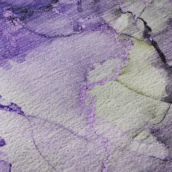 10' X 14' Purple Gray And Ivory Abstract Washable Area Rug With UV Protection