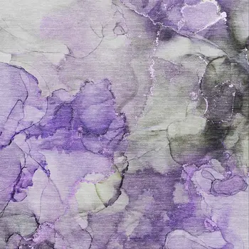 10' X 14' Purple Gray And Ivory Abstract Washable Area Rug With UV Protection