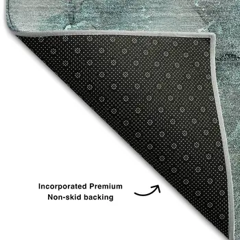 8' Teal Gray And Ivory Abstract Washable Round Rug With UV Protection