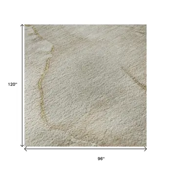 8' X 10' Beige And Ivory Abstract Washable Area Rug With UV Protection