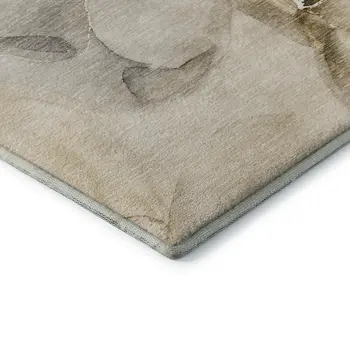 10' X 14' Beige And Ivory Abstract Washable Area Rug With UV Protection