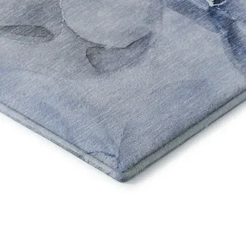 5' X 8' Blue And Ivory Abstract Washable Area Rug With UV Protection
