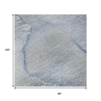 8' X 10' Blue And Ivory Abstract Washable Area Rug With UV Protection