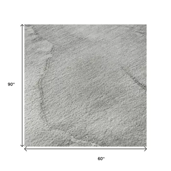 5' X 8' Gray And Ivory Abstract Washable Area Rug With UV Protection