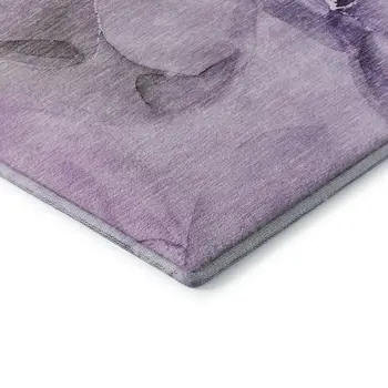 10' X 14' Purple Ivory And Green Abstract Washable Area Rug With UV Protection