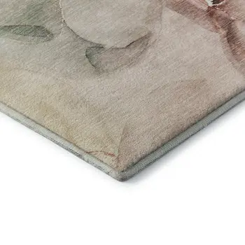 5' X 8' Teal Ivory And Brown Abstract Washable Area Rug With UV Protection