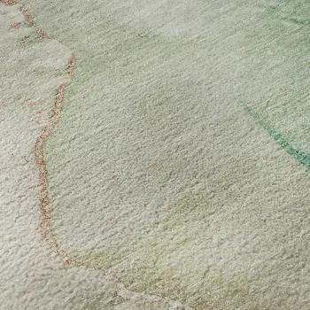 5' X 8' Teal Ivory And Brown Abstract Washable Area Rug With UV Protection