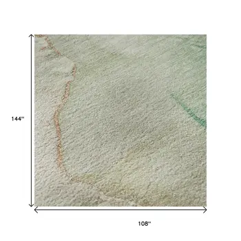 9' X 12' Teal Ivory And Brown Abstract Washable Area Rug With UV Protection
