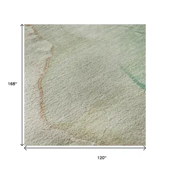 10' X 14' Teal Ivory And Brown Abstract Washable Area Rug With UV Protection