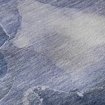 10' X 14' Blue Ivory And Charcoal Abstract Washable Area Rug With UV Protection