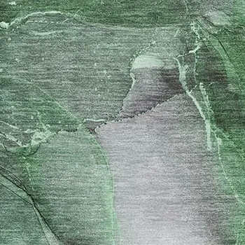 5' X 8' Emerald Ivory And Gray Abstract Washable Area Rug With UV Protection