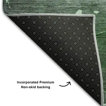 8' X 10' Emerald Ivory And Gray Abstract Washable Area Rug With UV Protection